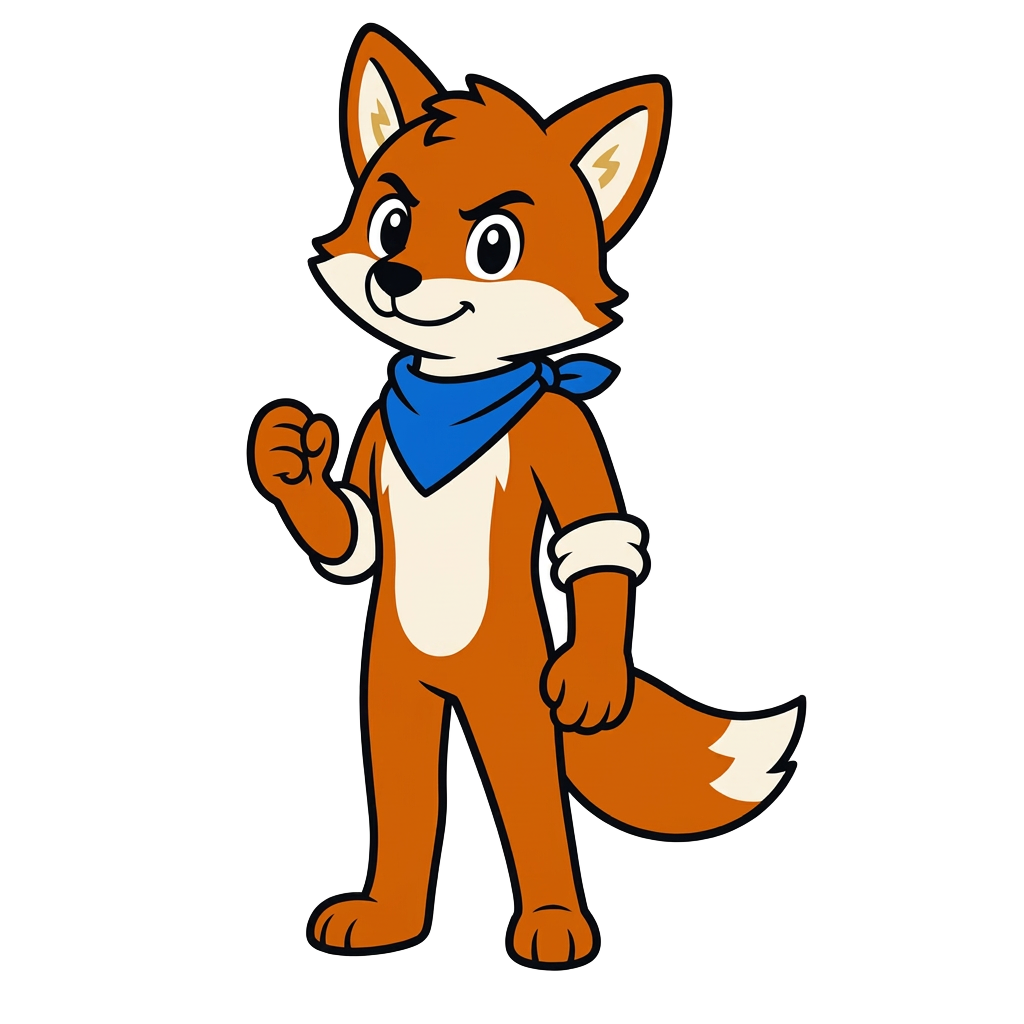 Determined Ace, the friendly SEAG Tutor fox mascot, cheering you on